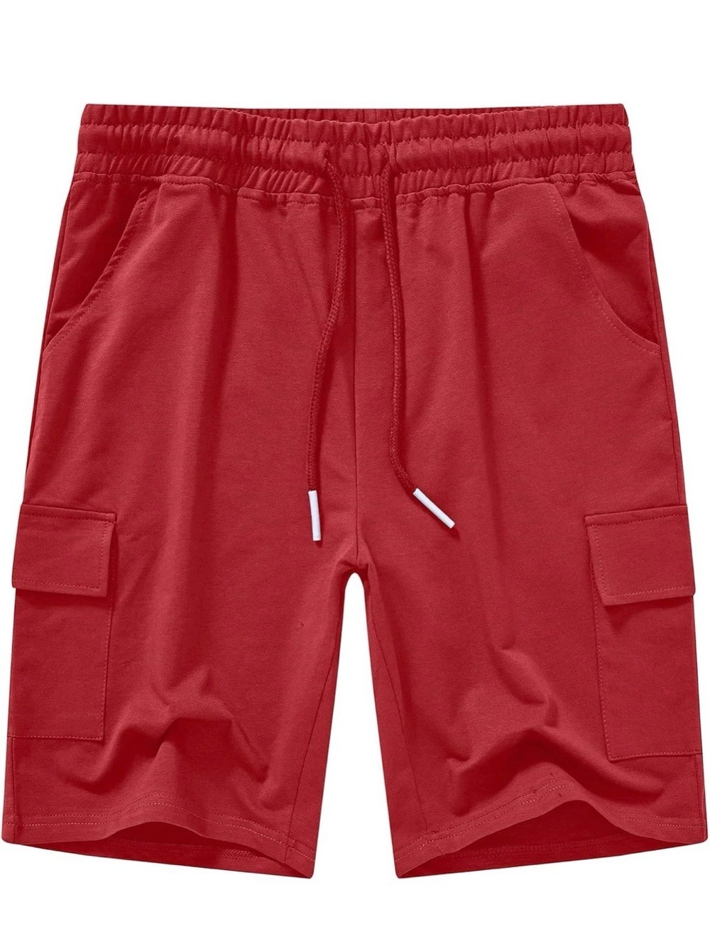 Men's Red Cargo Drawstring Shorts 5 Pockets Size 32 Cotton Blend